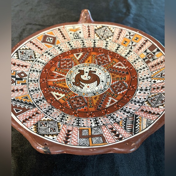 Vintage Decorative Terracotta Plate Inspired By Peruvian On Incan Folk Art - Picture 7 of 10